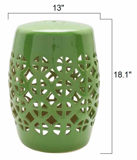 Green Green Ceramic Lattice Stool