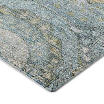 Close-up of the textured Dalyn Luxury Tabrook TB14 Blue Area Rug with beige, denim, and light blue tones.