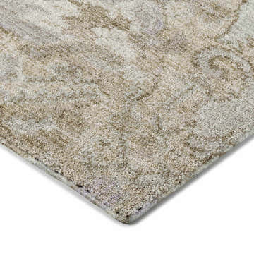Close-up of the Dalyn Luxury Indoor/Outdoor Tabrook TB15 Ivory Area Rug showing beige, chestnut, and silver gray tones.