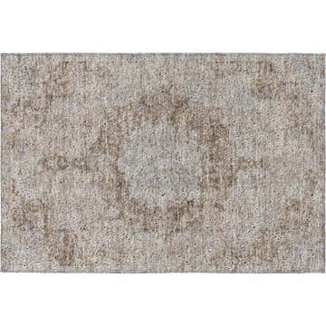 Close-up of the Dalyn Luxury Indoor/Outdoor Tabrook TB5 Chocolate Area Rug. Beige and brown textured pattern.