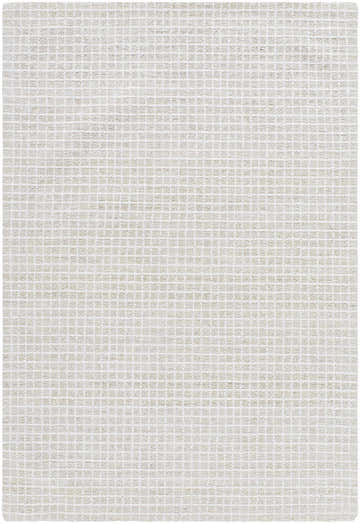 Close-up of Andreas Handmade Vivir x LIVABLISS VVAN-2303 rug. Dove gray and ivory wool with a textured, grid-like pattern. Design-Rectangle-576