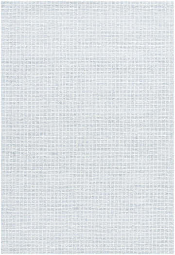 Close-up of the Andreas Handmade Vivir x LIVABLISS VVAN-2301 rug. Hand-tufted wool with a light blue and white grid pattern. Design-Rectangle-576