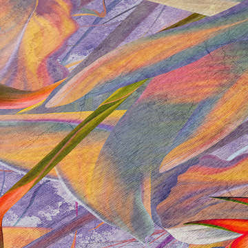 Close-up of the Dalyn Tropics TC14 Passion rug, showcasing aloe, peach, yellow, and light blue tropical floral patterns.