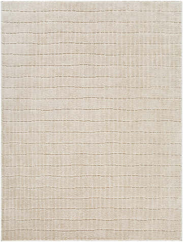 Close-up of Cascade Machine Woven PNW Home x LIVABLISS PNWCS-2306 Area Rug. Beige rug with subtle, light brown horizontal stripes. Design-Rectangle-537