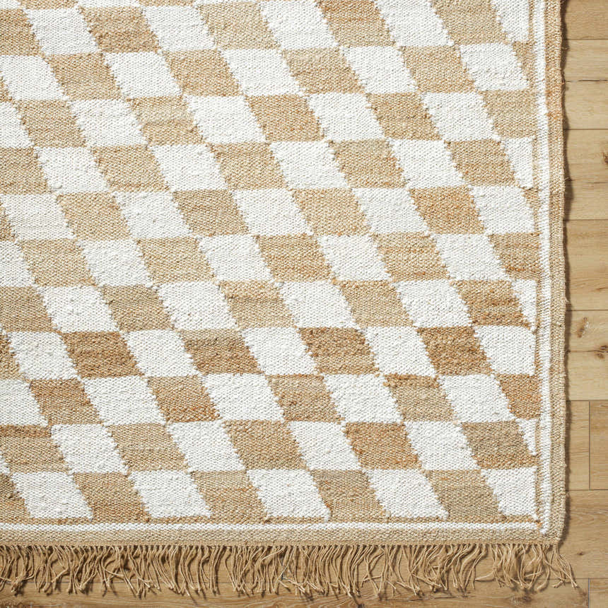 Sample Tiria Diamond Checkered Jute Tasseled Rug - Clearance