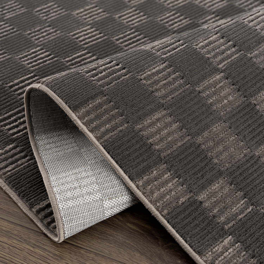 Truls 3D Checkered Washable Rug - Black