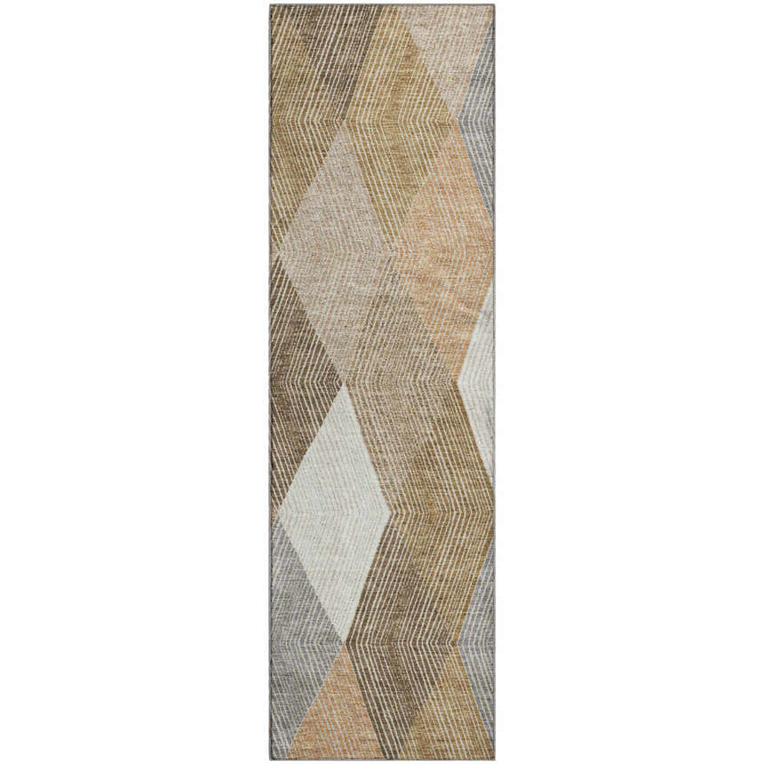 Dalyn Luxury The Reserve TR11 Copper Washable Area Rug, a geometric runner with beige, caramel, and taupe tones.