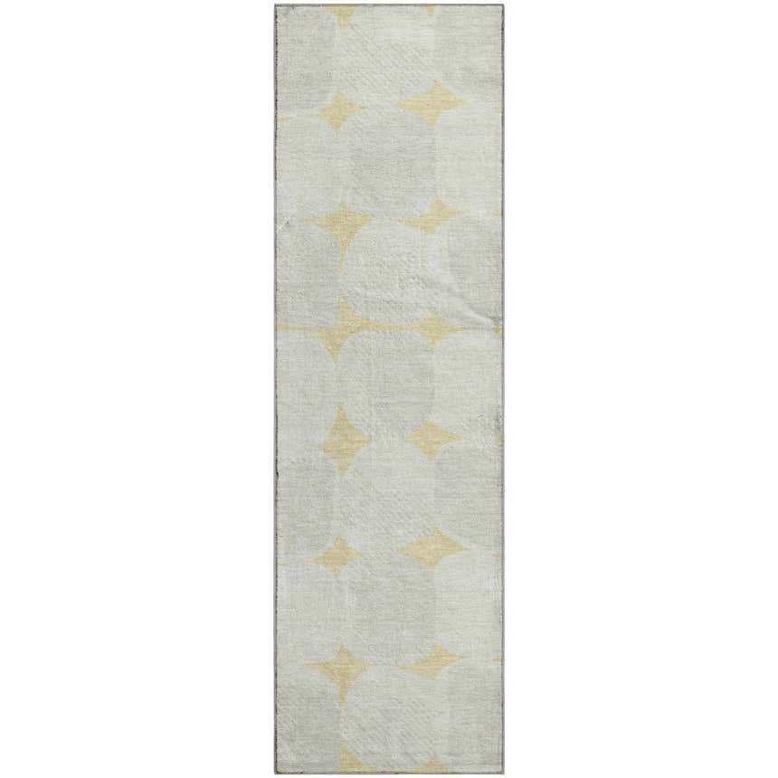 Dalyn Luxury The Reserve TR16 Wheat runner rug. Beige rug with peach geometric circle and star pattern.
