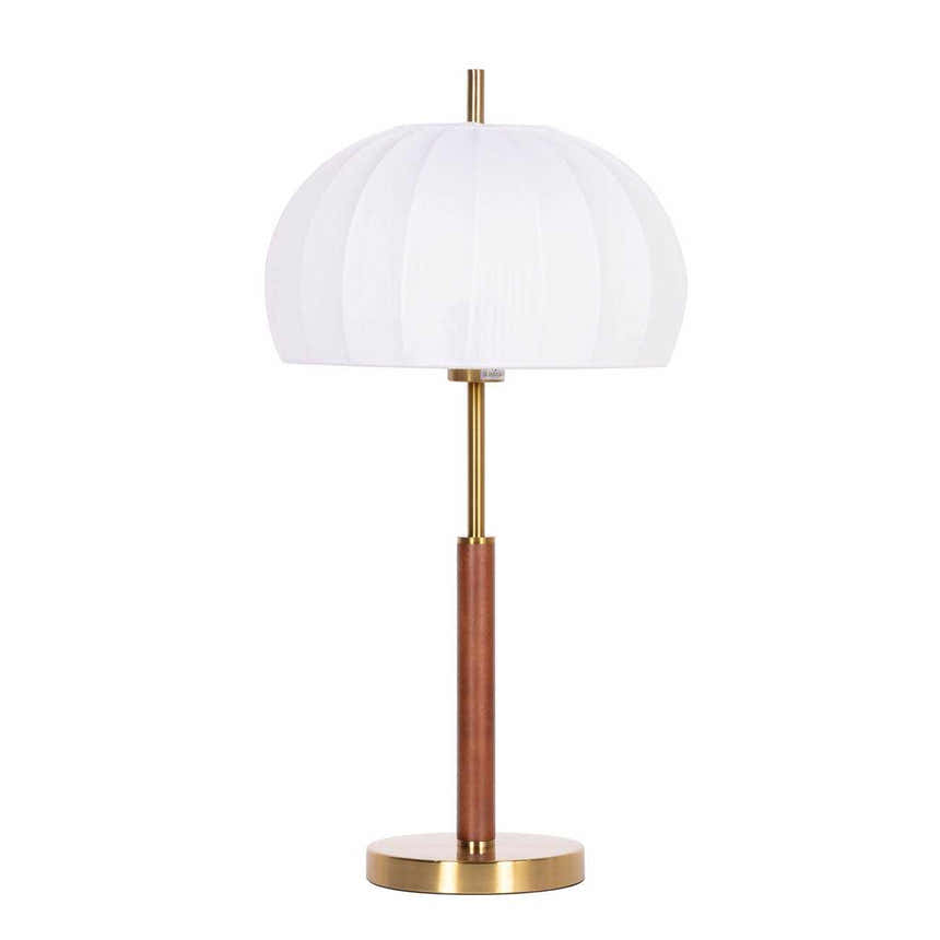 Nokoo Beige Wood Table Lamp with Rubber Wood Base