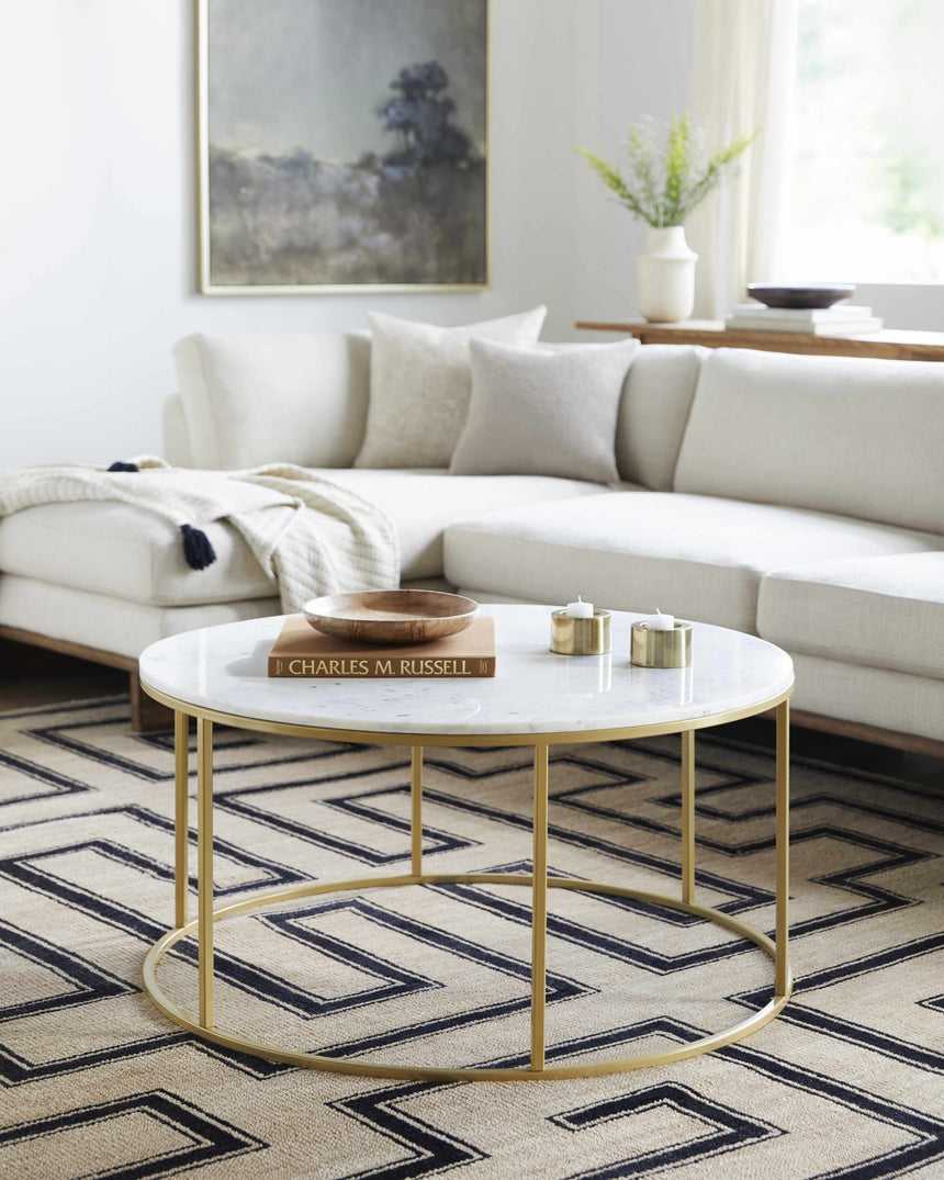 Taminango White Marble Gold Frame Coffee Table