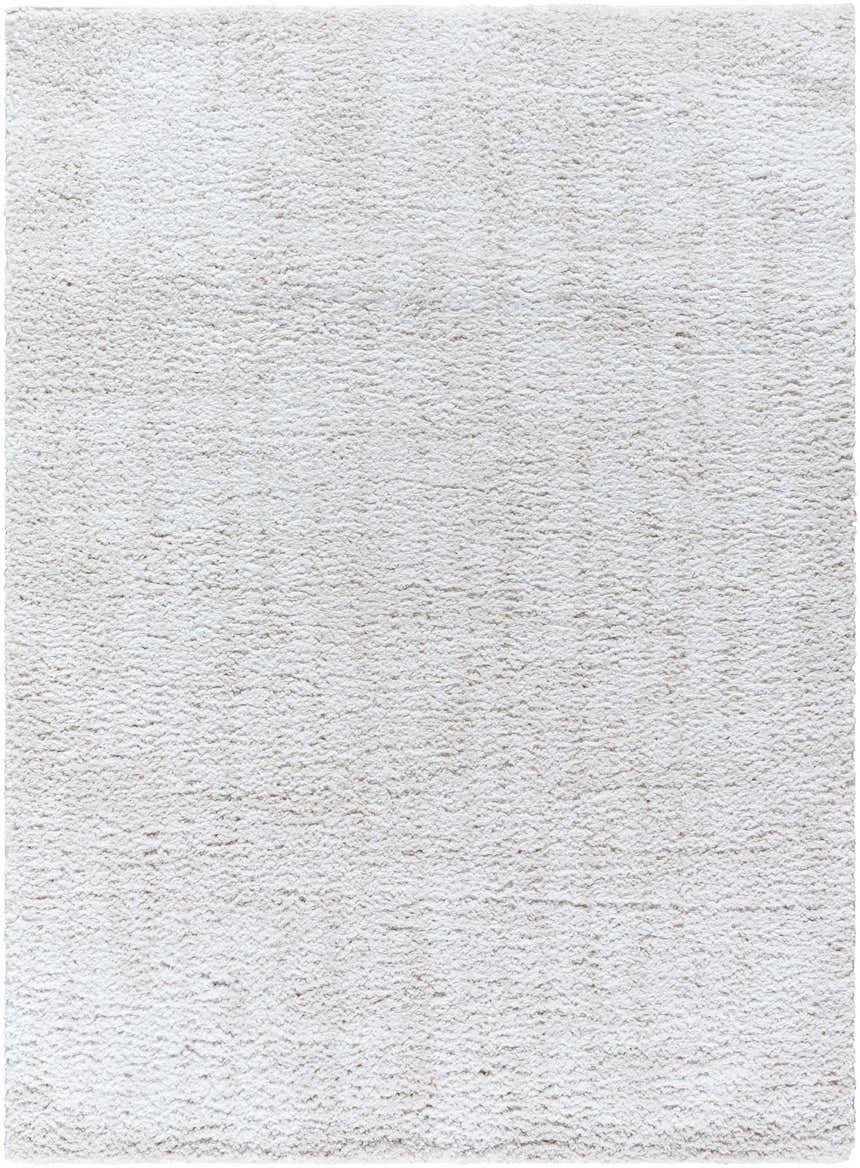 Close-up of the plush, medium gray and white Troya Area Rug, a contemporary shag with a soft, textured design. Design-Rectangle-537