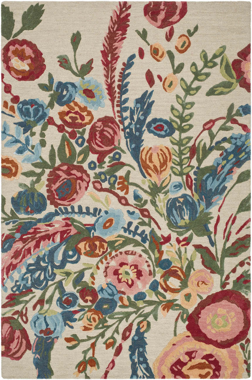 Sample Tuyet Floral Wool Area Rug