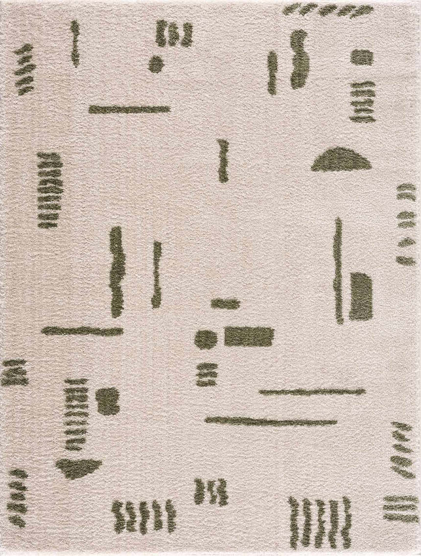 Close-up of the Azriel Green Washable Area Rug, showcasing its abstract lime green pattern on a neutral background. Design-Rectangle-537