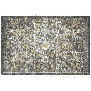 Dalyn Tuscany TU2 Gray Area Rug with traditional floral pattern in beige, chestnut, ivory, and taupe.