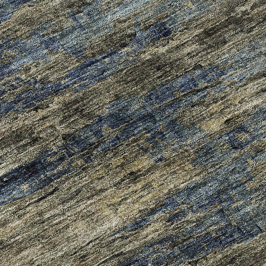 Close-up of the Dalyn Luxury Trevi TV14 Coffee Washable Area Rug, featuring coffee, denim, and ivory tones.