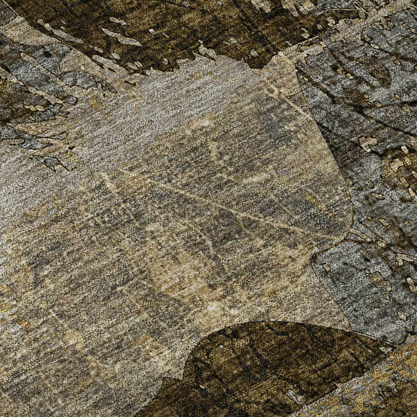 Close-up of Dalyn Luxury Trevi TV15 Mocha Washable Area Rug, showing beige, brown, tan, and gray abstract pattern.