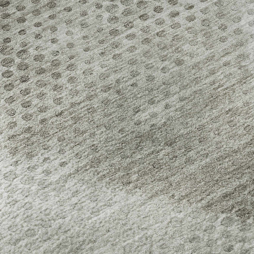 Close-up of Dalyn Luxury Trevi TV4 Gray Washable Area Rug showing gray, taupe, and silver dot pattern and soft texture.