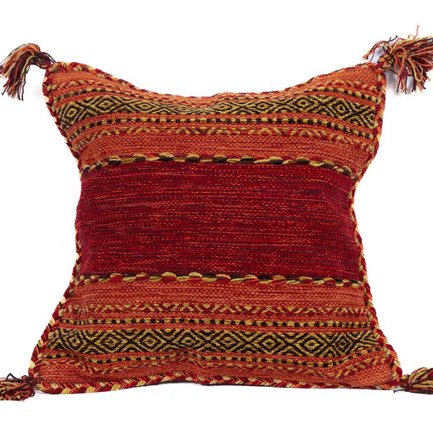 Trussville Red Tribal Tassel Throw Pillow