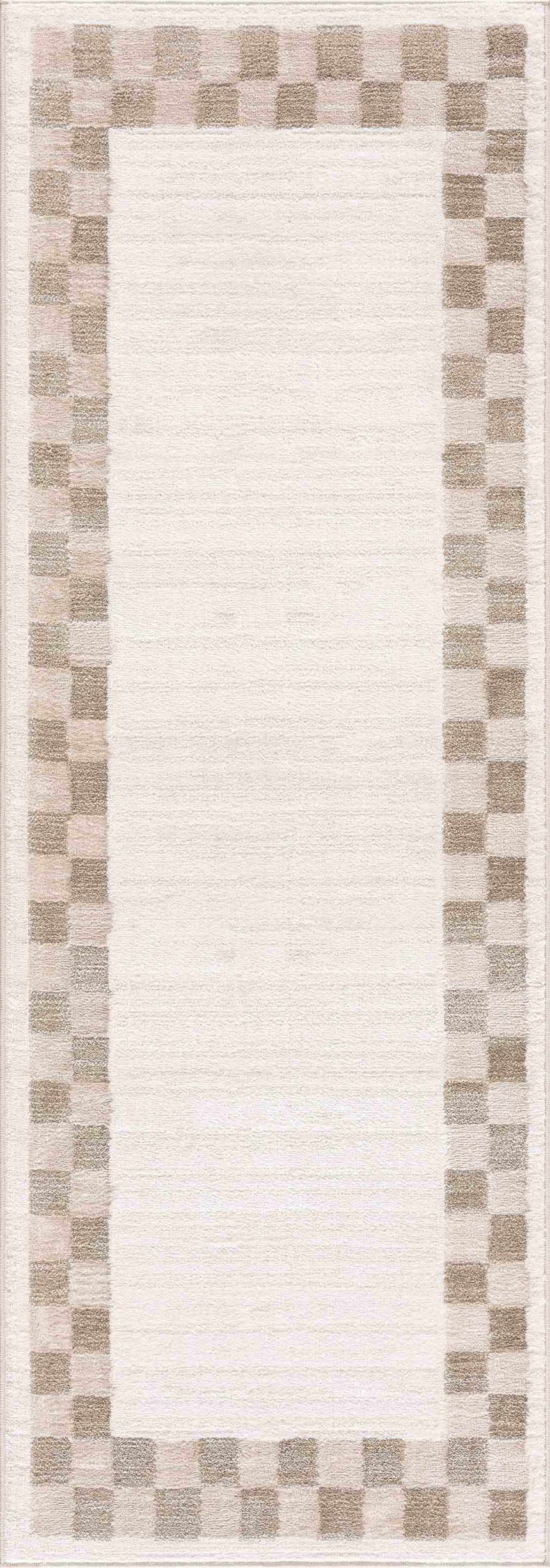 Azrika Beige Checkered Washable Rug - Promo