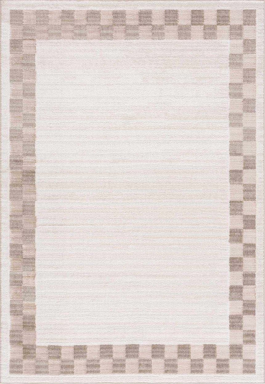 Azrika Beige Checkered Washable Rug - Promo