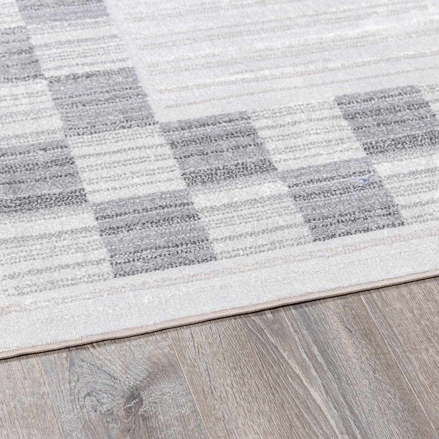Azrika Gray Checkered Washable Rug - Clearance