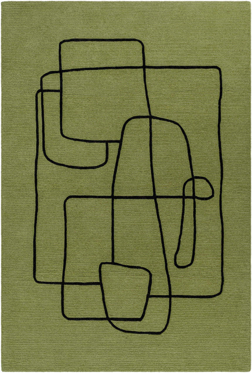 Made to Order Custom Size Vatsa Green Abstract Area Rug