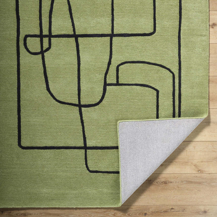 Made to Order Custom Size Vatsa Green Abstract Area Rug