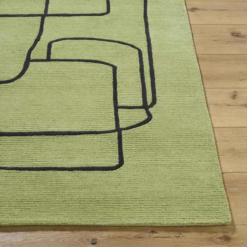 Made to Order Custom Size Vatsa Green Abstract Area Rug