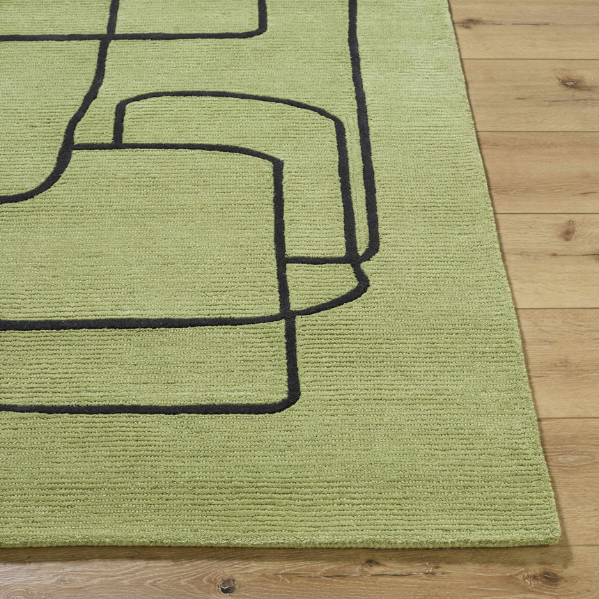 Made to Order Custom Size Vatsa Green Abstract Area Rug