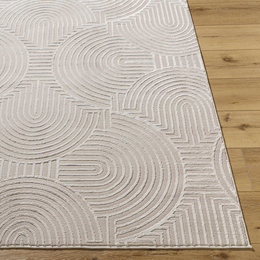 Aucoin Taupe 3D Rainbow Washable Area Rug