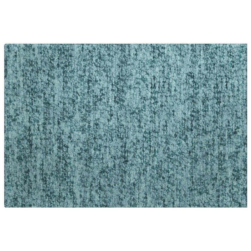 Close-up of the teal Dalyn Luxury Voyage VY2 Washable Area Rug, showing its textured, patterned design.