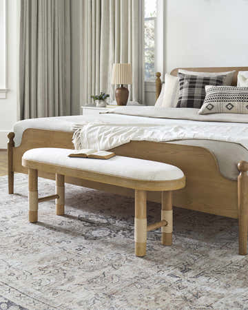 Becki Owens x Livabliss Esmarca Bench with Plaid Upholstery