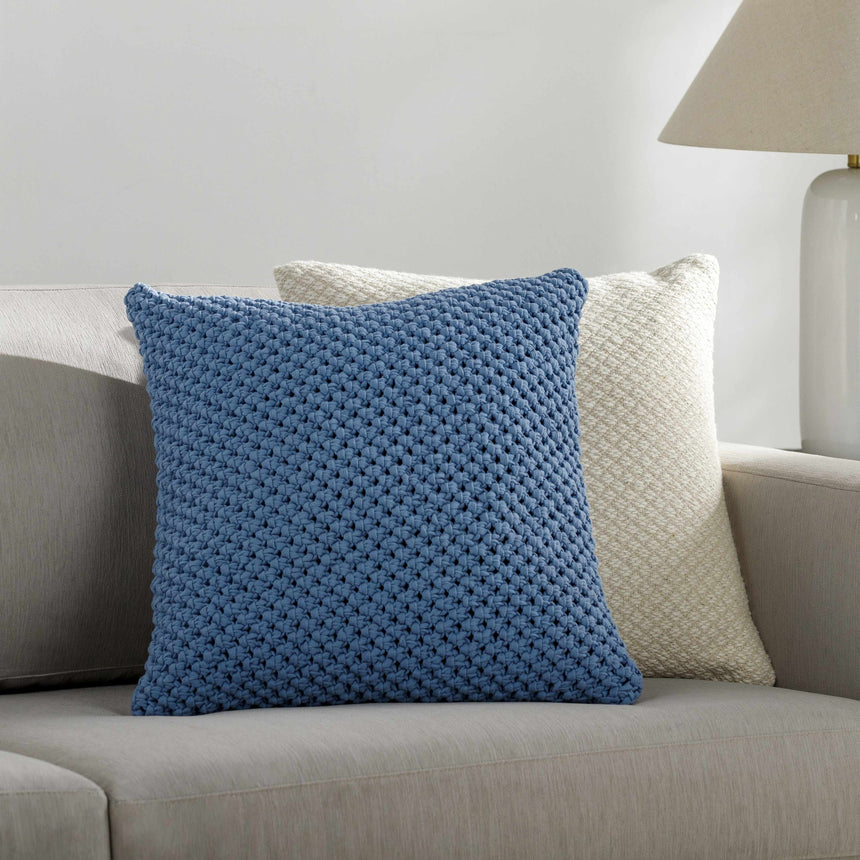 Whately Blue Square Throw Pillow - Clearance
