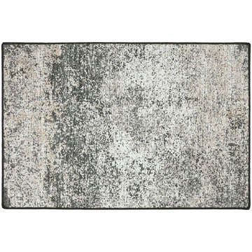 Close-up of Dalyn Winslow WL3 Graphite Area Rug featuring beige, chestnut, and taupe colors. Distressed farmhouse style.