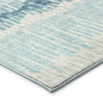 Close up of the Dalyn Winslow WL4 Sky Area Rug showing its blue and gray abstract pattern.