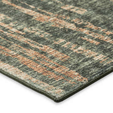Close-up of Dalyn Winslow WL6 Olive Area Rug. Farmhouse style rug with beige, olive, and spice colors.