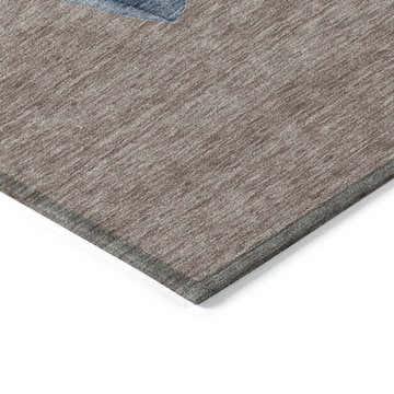 Close-up of the taupe textured design and gray border on the Dalyn Wonderland WN34 Washable Area Rug.