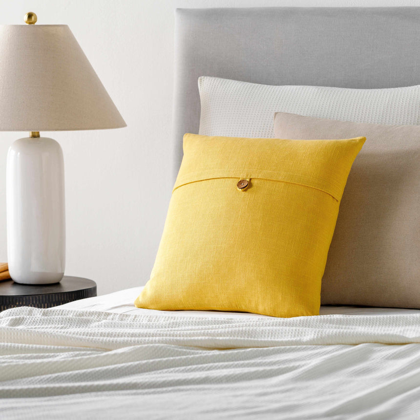 Yedisu Mustard Yellow Button Throw Pillow - Clearance