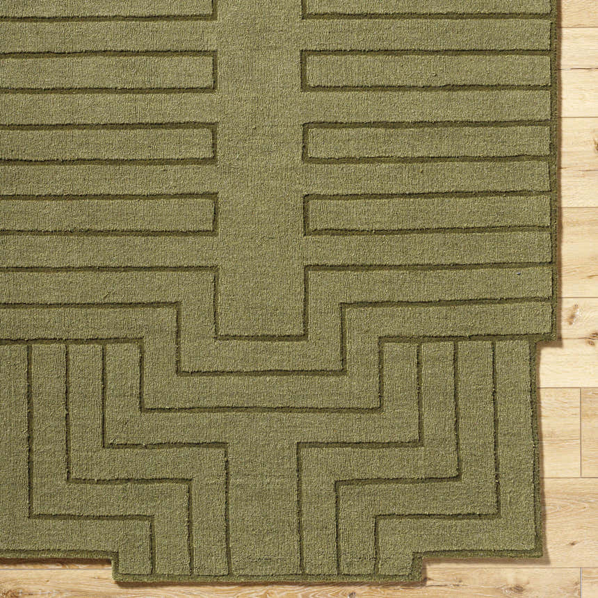 Made to Order Custom Size Yavor Green Geometric Area Rug