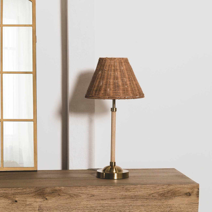 Zakharivka Gold Rattan Table Lamp