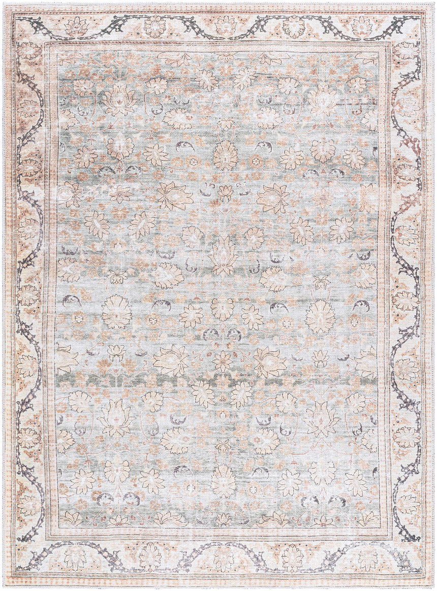 Zamir Vintage Flat Pile Washable Rug