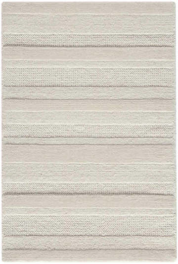 Close-up of the DKNY Pure Multi Weave Ivory Rug, featuring textured stripes and a soft, contemporary design.