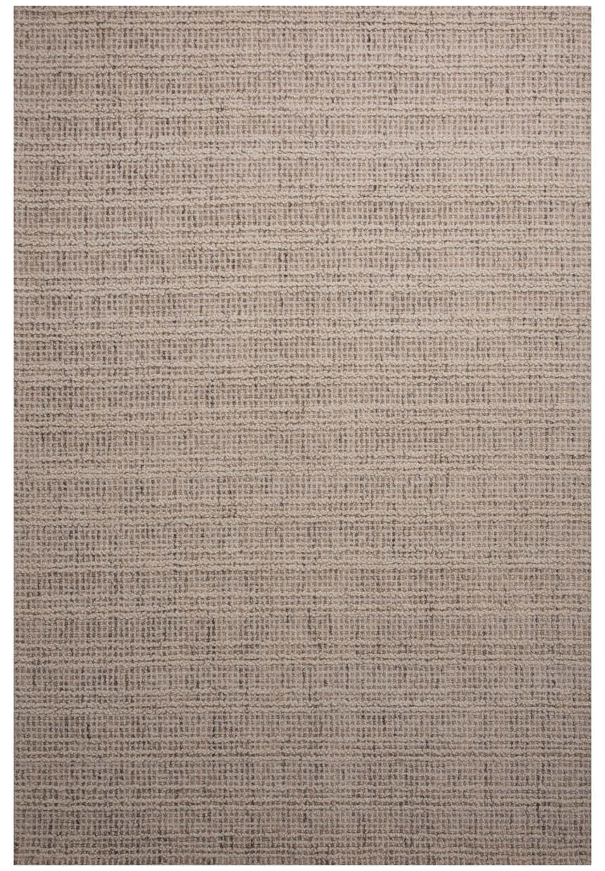 Close-up of the hand-tufted Rizzy A07203 area rug. Ivory wool rug with a subtle, contemporary pattern and textured weave. Design-Rectangle