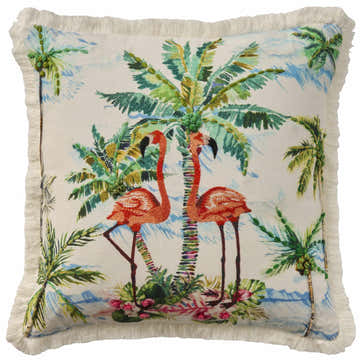 Mina Victory Coastal Accessories Flamingos Multicolor Throw Pillow