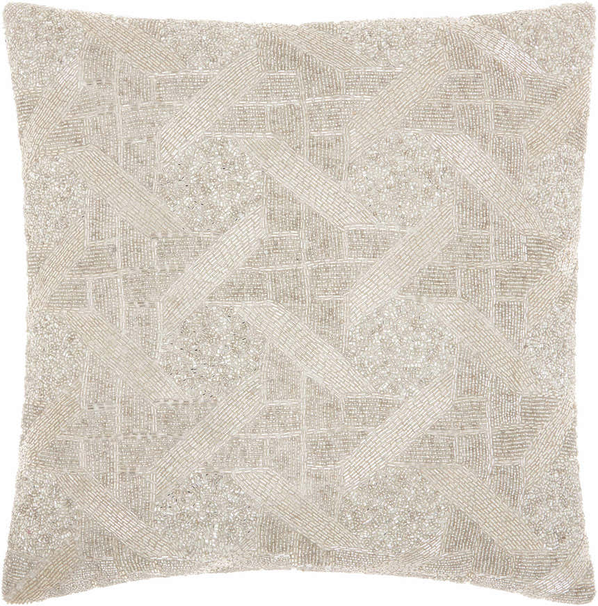 Mina Victory Sofia Beaded Basket Weave Silver Indoor Throw Pillow - Clearance