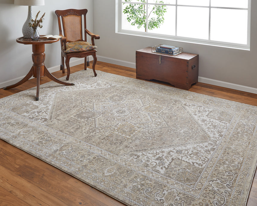 Feizy Celene Traditional Medallion - Brown/Ivory/Tan Area Rug