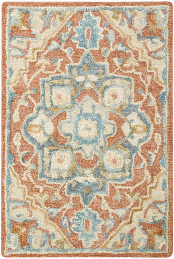 Close-up of the Nourison Maison Rust Ivory Vintage Indoor Area Rug, showcasing its floral pattern and textured pile.