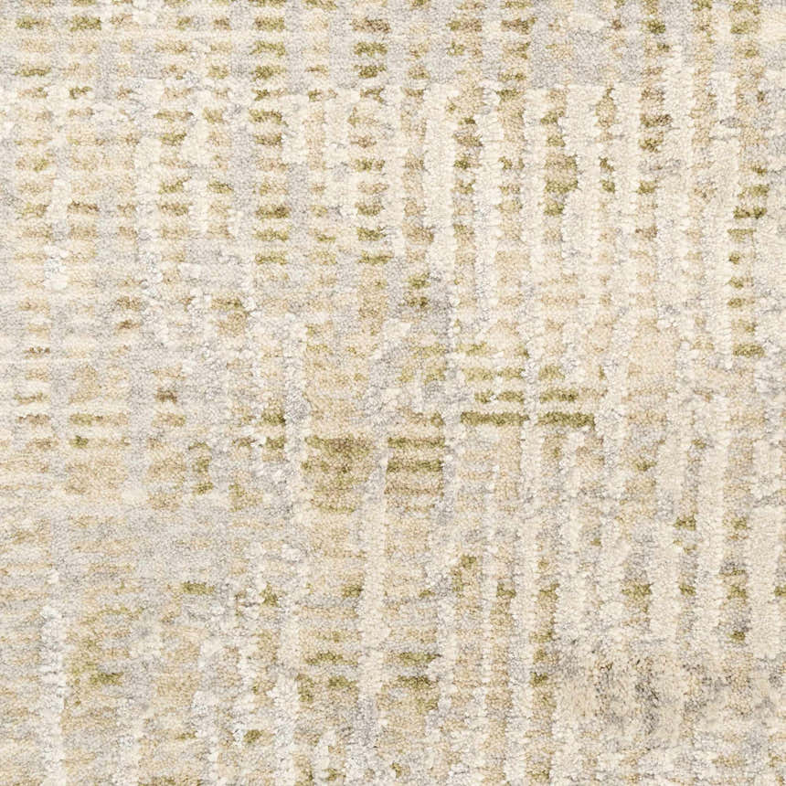 Close-up of the Calvin Klein CK089 Drift Grey rug showing its pile texture and mid-century modern design.