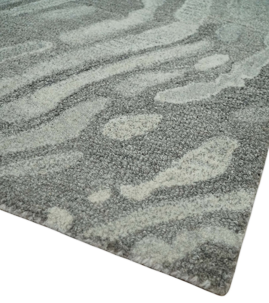 Abstract Modern Hand Tufted 2x3, 3x5, 5x8, 6x9, 8x10 and 9x12 Woolen Beige, Silver and Gray Area Rug | MIR3