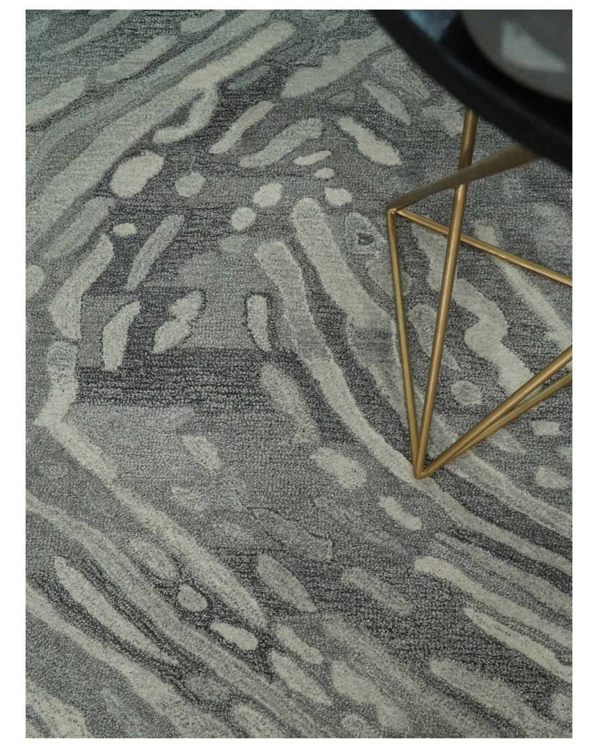 Abstract Modern Hand Tufted 2x3, 3x5, 5x8, 6x9, 8x10 and 9x12 Woolen Beige, Silver and Gray Area Rug | MIR3